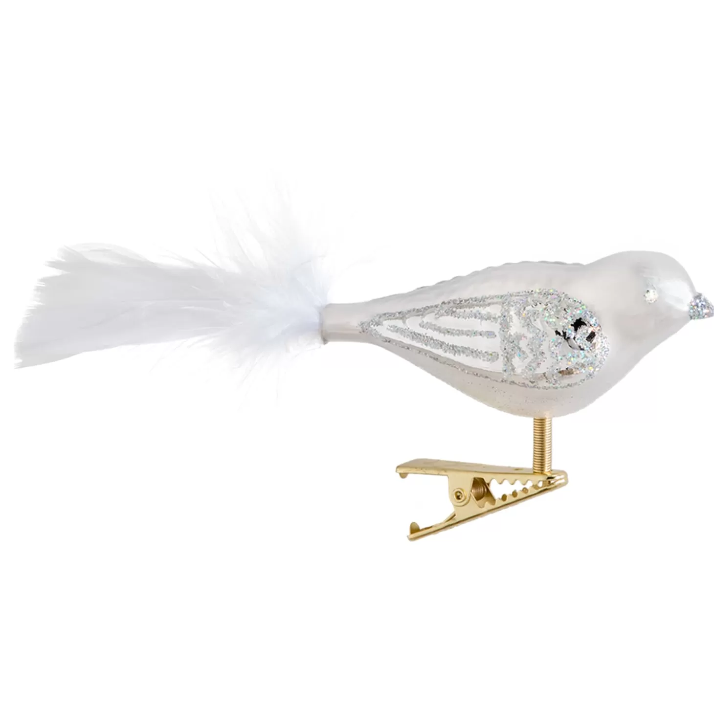 Poesie in Glas Glass Tree Decorations>Glass Bird White-Silver