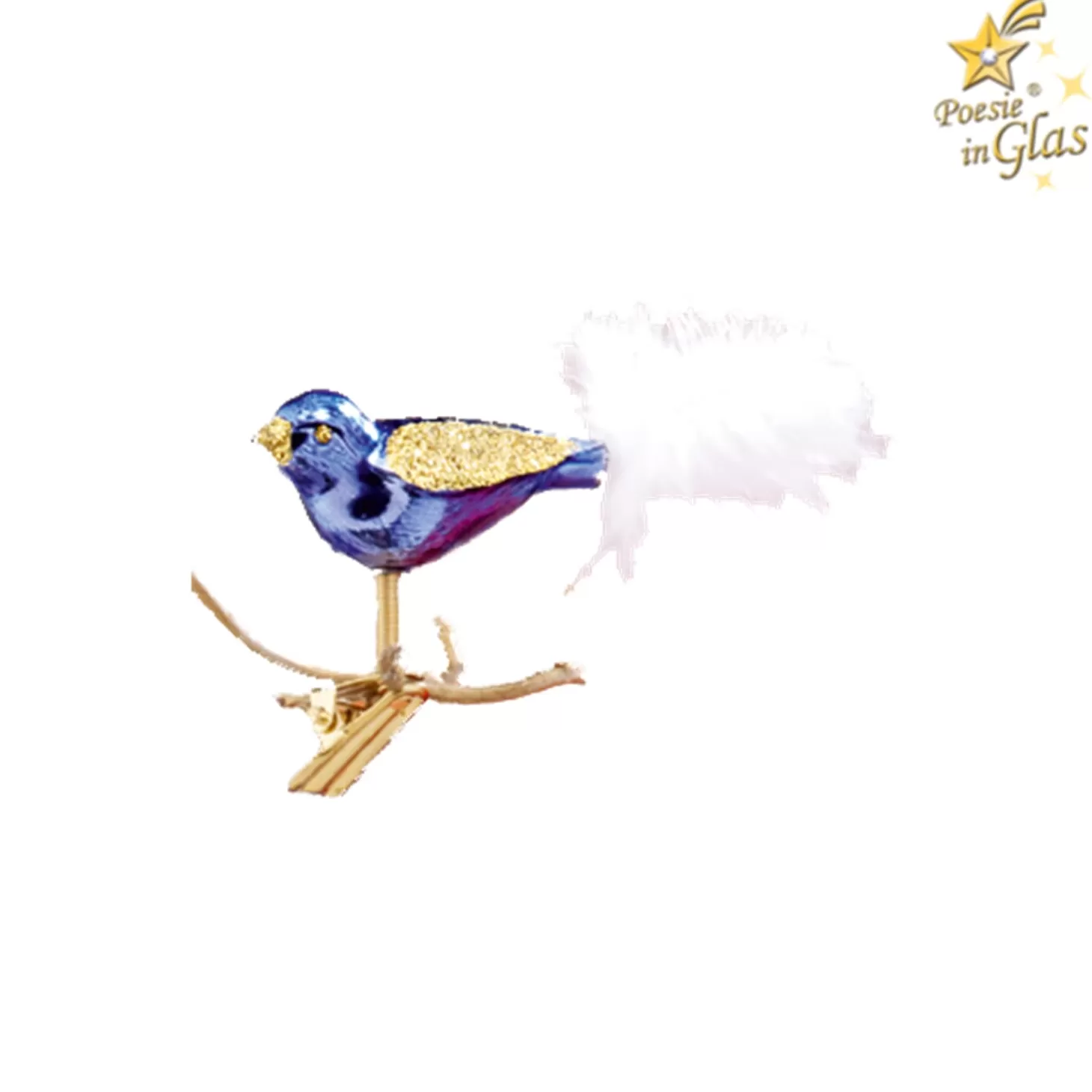 Poesie in Glas Glass Tree Decorations>Glassbird Purple/Gold