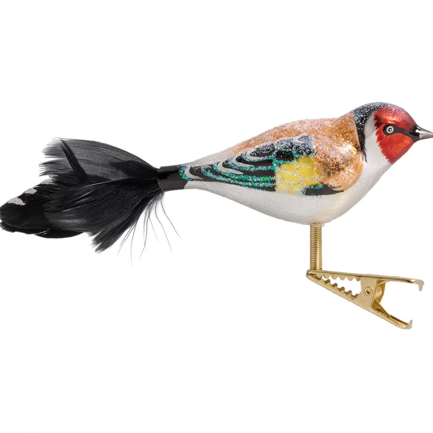 Poesie in Glas Glass Tree Decorations>Goldfinch On Clip
