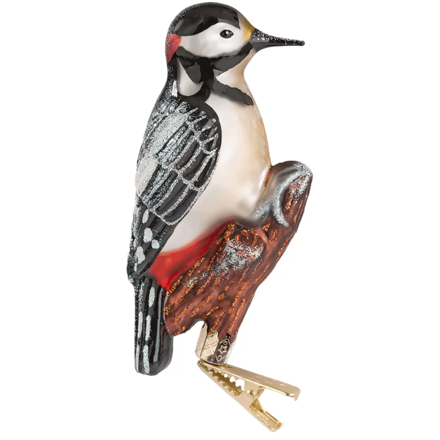 Poesie in Glas Glass Tree Decorations>Great Spotted Woodpecker On Clip
