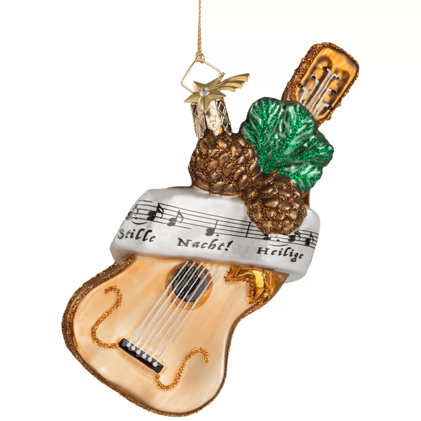 Poesie in Glas Glass Tree Decorations>Guitar With Music Sheet, Special Edition "Silent Night"