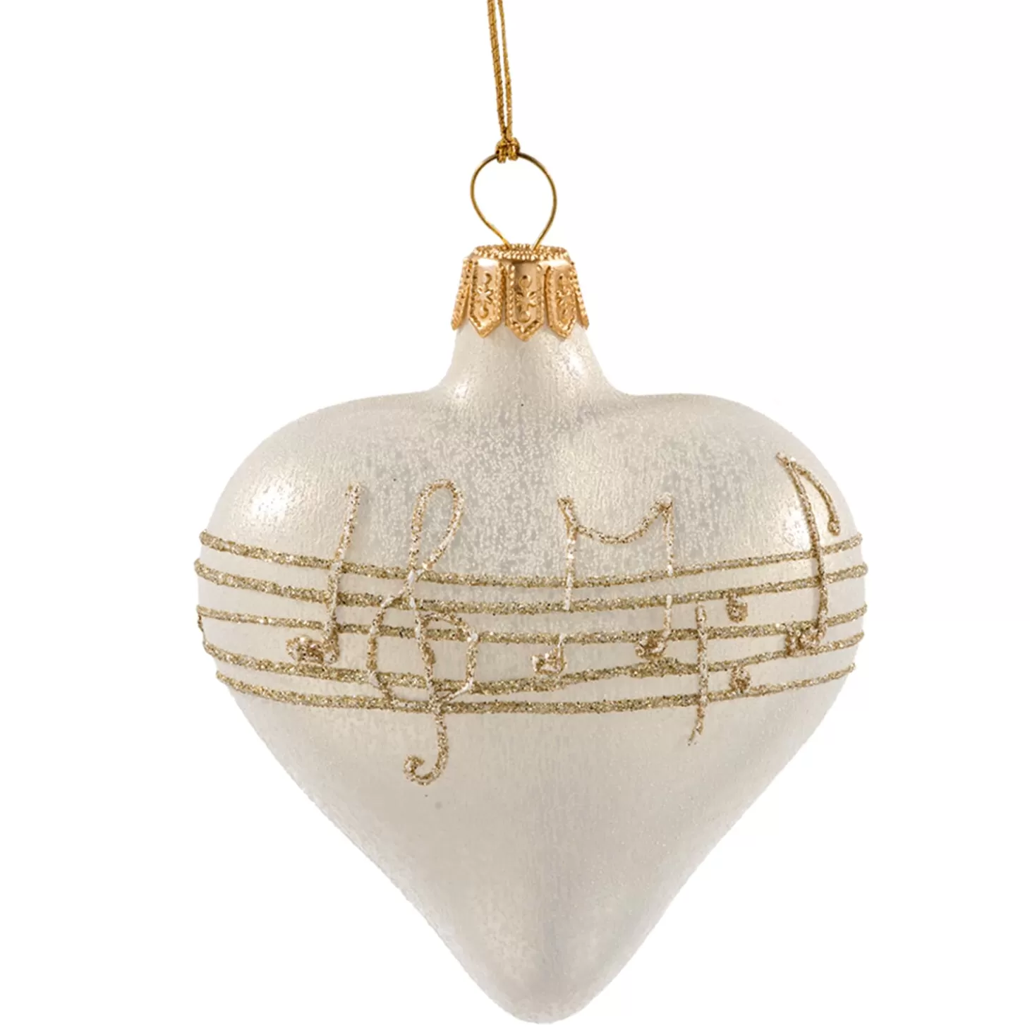 * Tree Baubles And Set Offers>Heart Creme Colored With Musical Notes