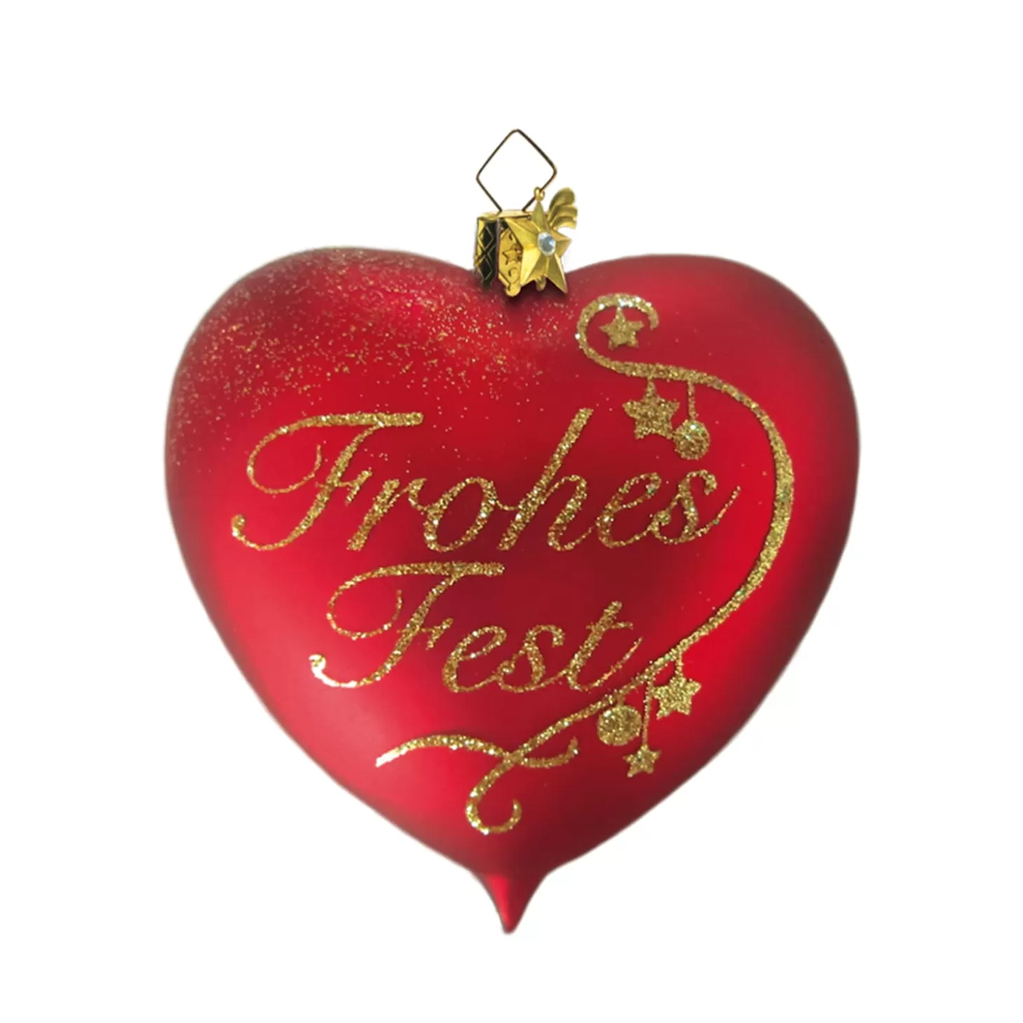 Poesie in Glas Glass Tree Decorations>Heart "Frohes Fest"