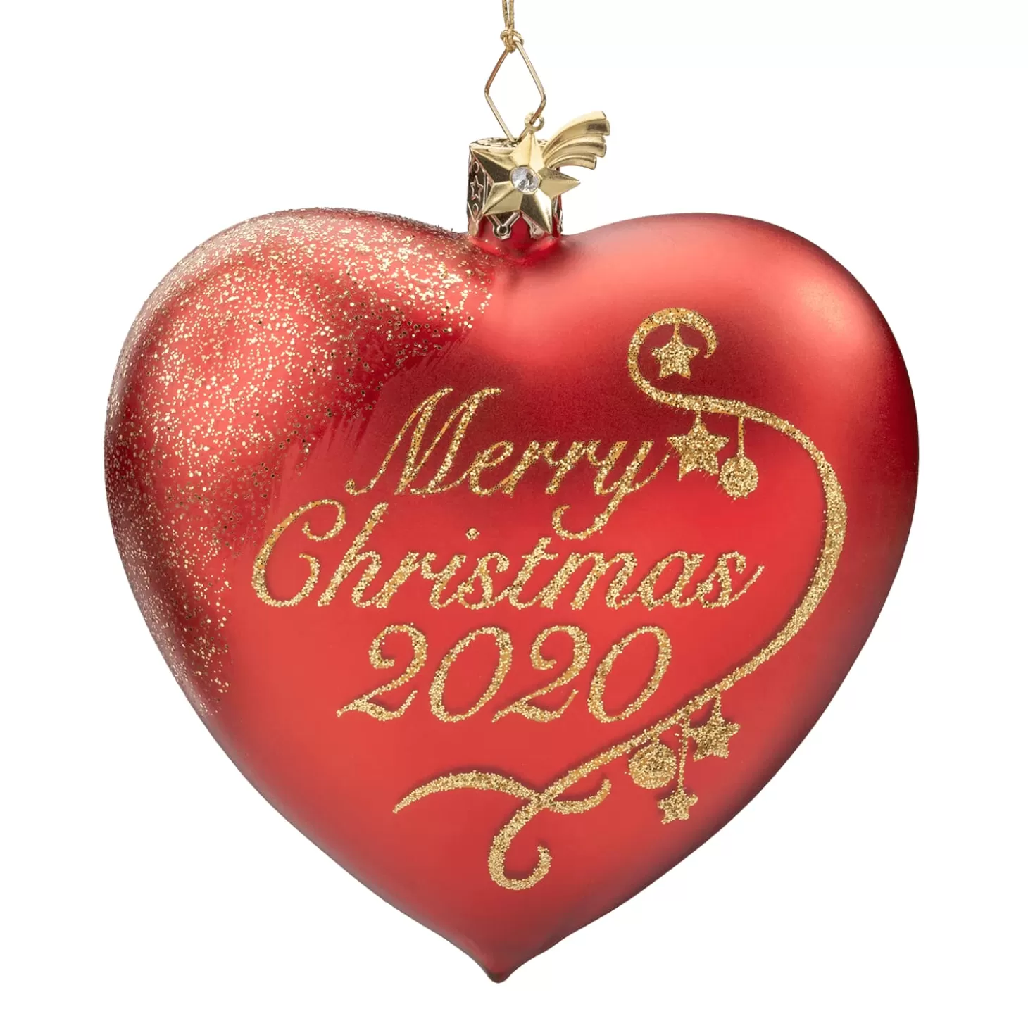 Poesie in Glas Glass Tree Decorations>Heart "Merry Christmas 2020"