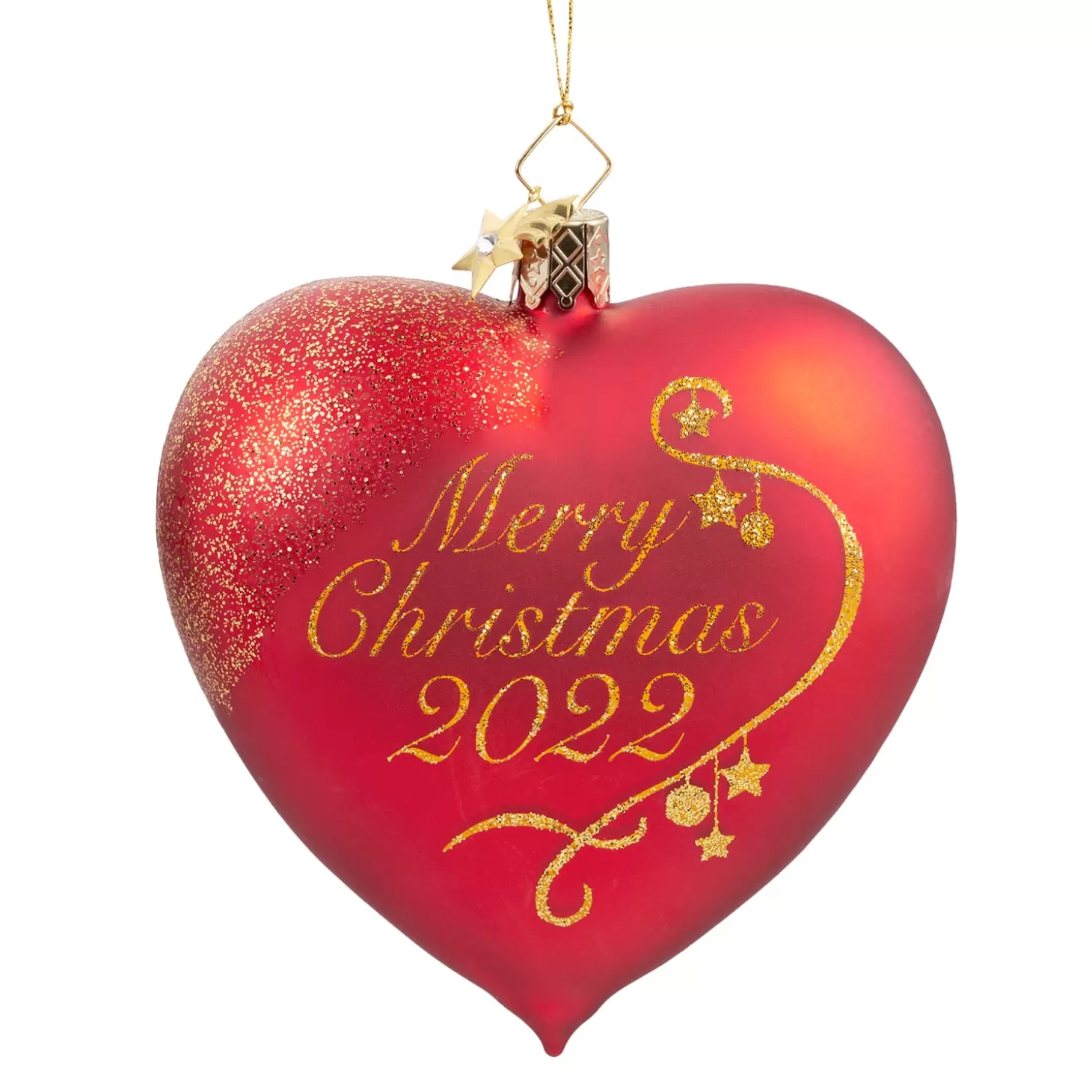 Poesie in Glas Glass Tree Decorations>Heart "Merry Christmas 2022"