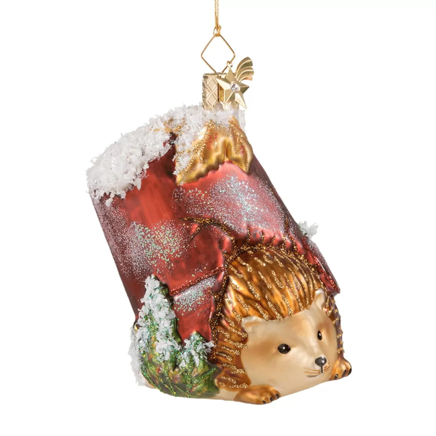 Poesie in Glas Glass Tree Decorations>Hedgehog Under A Flowerpot