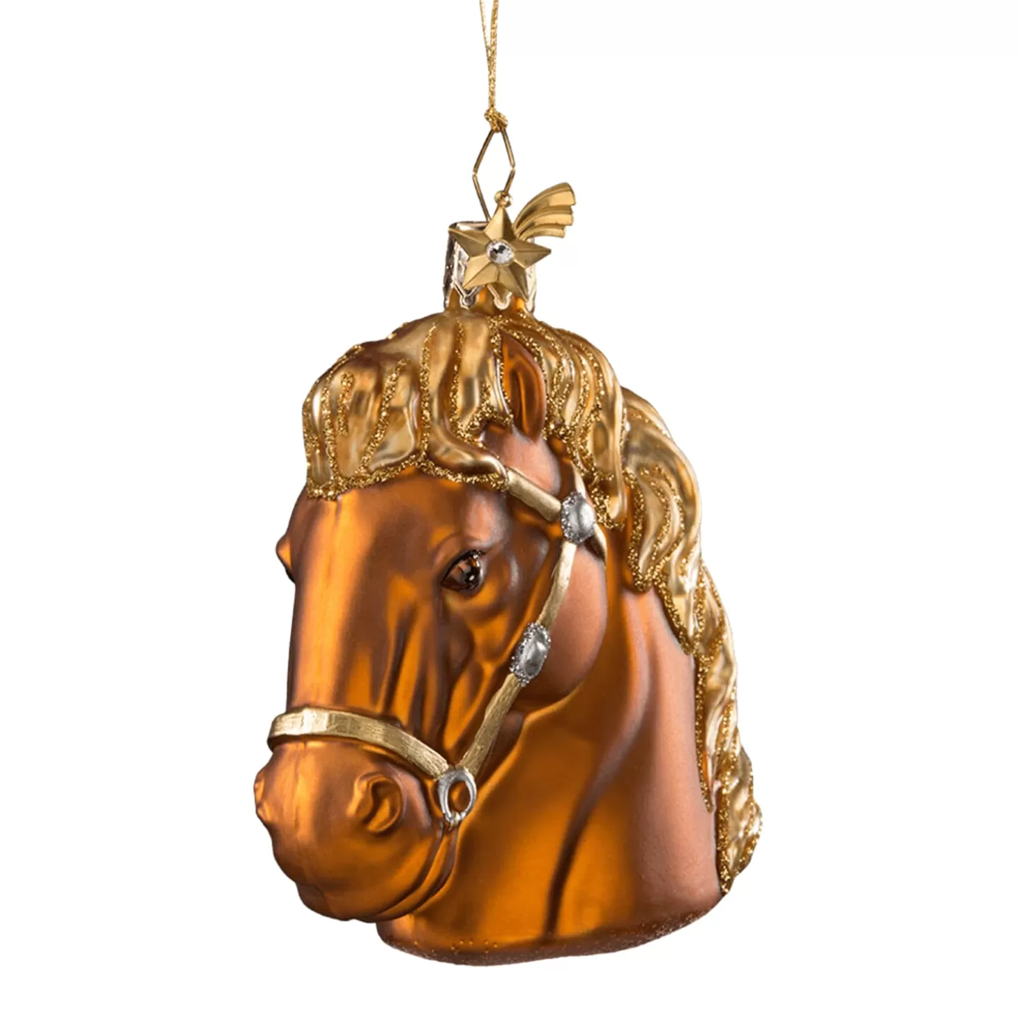 Poesie in Glas Glass Tree Decorations>Horse Head Brown