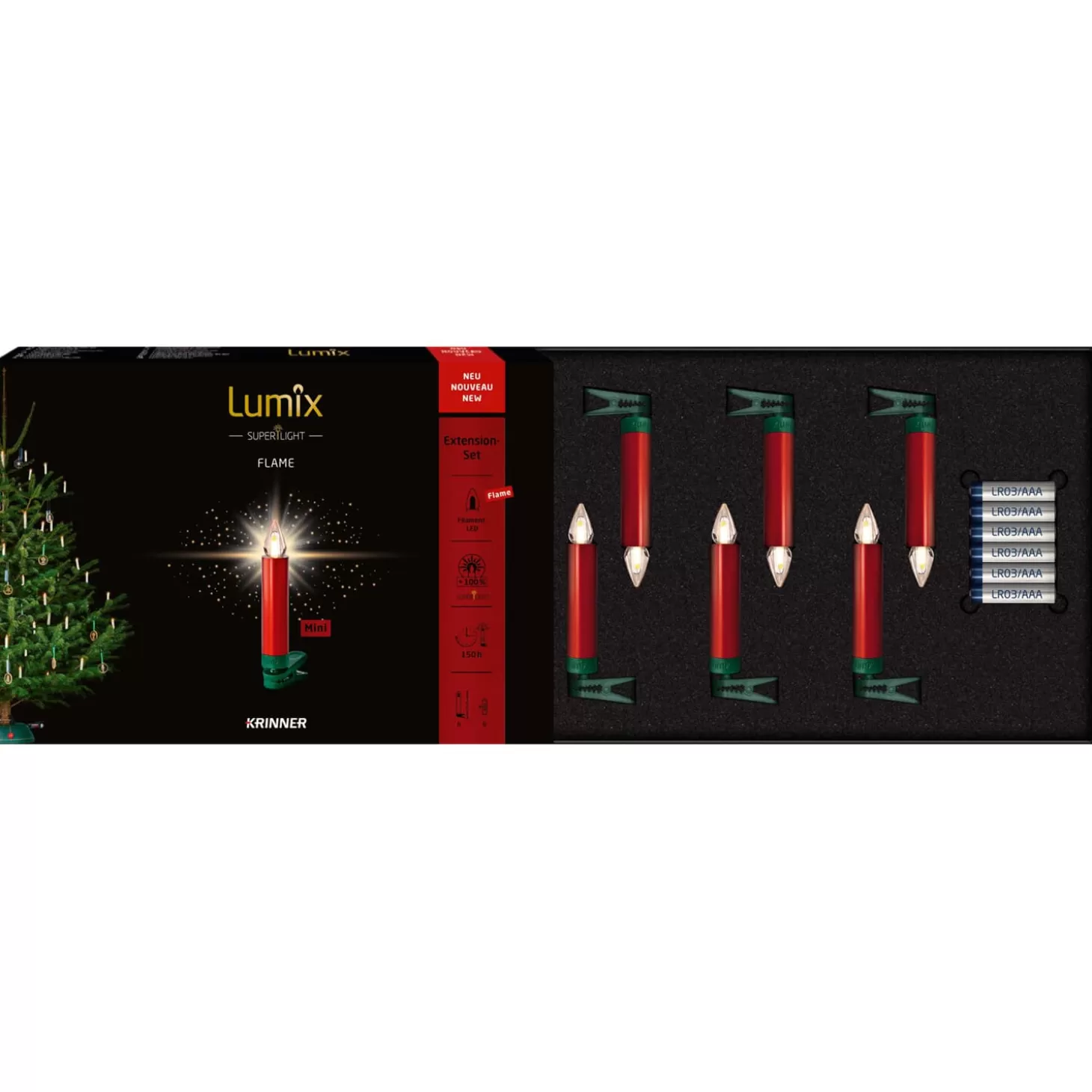 Krinner Indoor Lights>Lumix Superlight Flame 6 Mini Candles Expansion Set In Red