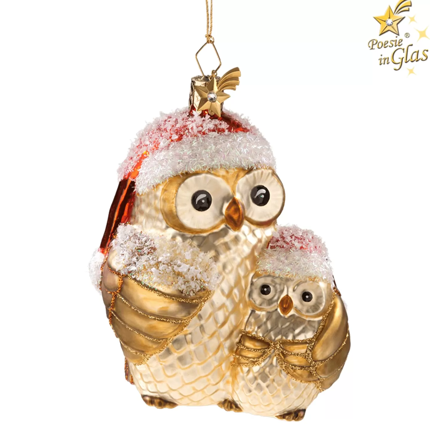 Poesie in Glas Glass Tree Decorations>Mother Owl With Child