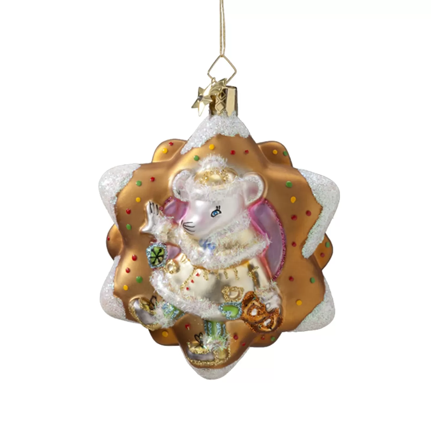 Poesie in Glas Glass Tree Decorations>Mouse With Gingerbread