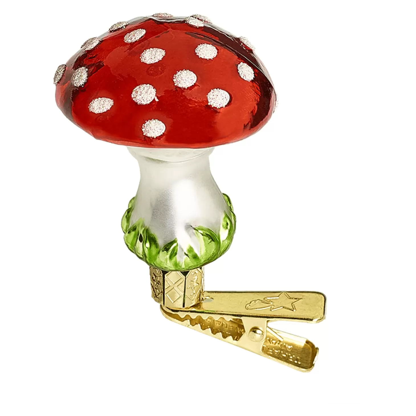 Poesie in Glas Glass Tree Decorations>Mushroom With Clip (5Cm)