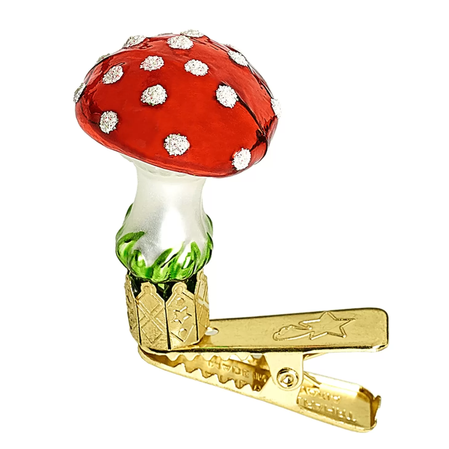 Poesie in Glas Glass Tree Decorations>Mushroom With Clip, Small (3,5Cm)
