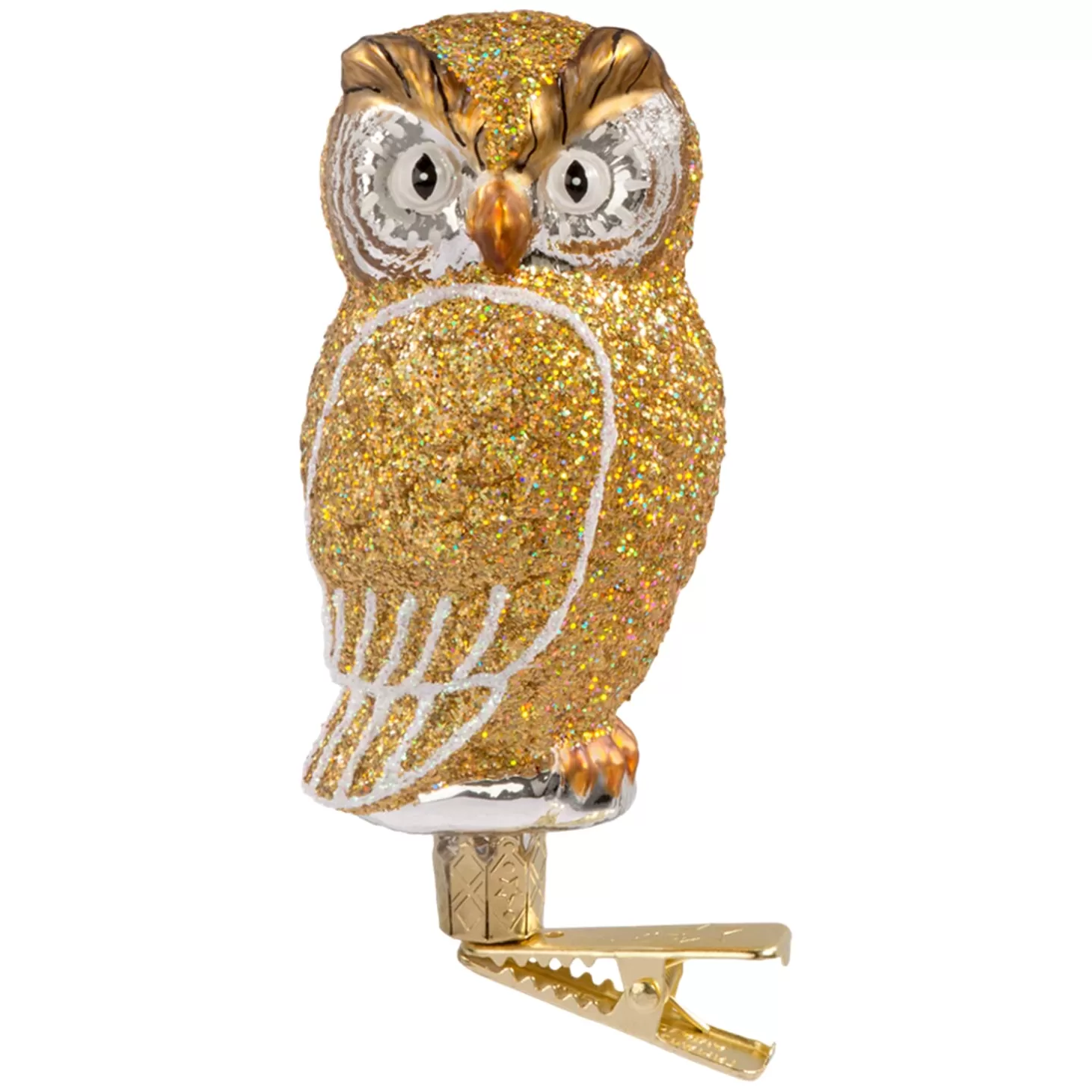 Poesie in Glas Glass Tree Decorations>Owl Gold With Clip