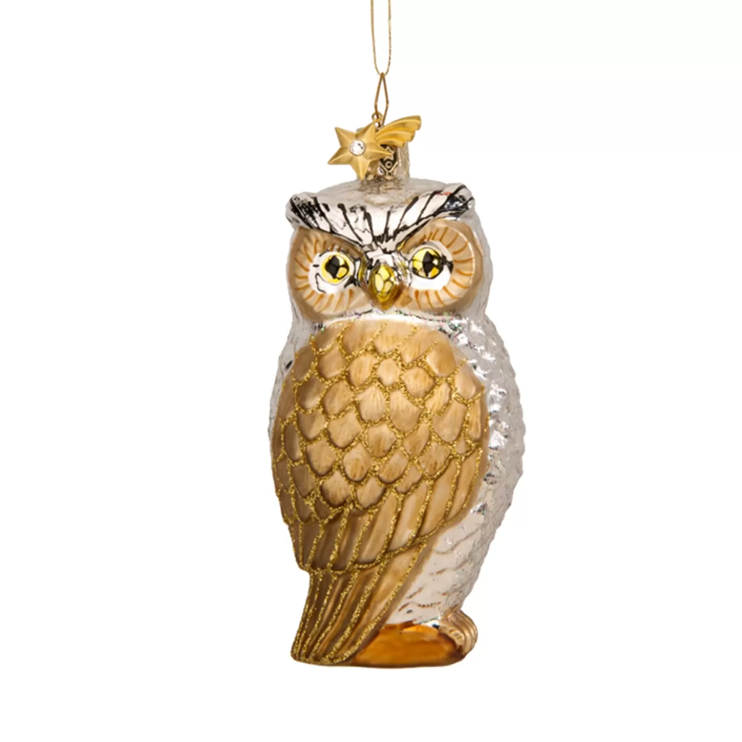 Poesie in Glas Glass Tree Decorations>Owl, Gold-Silver