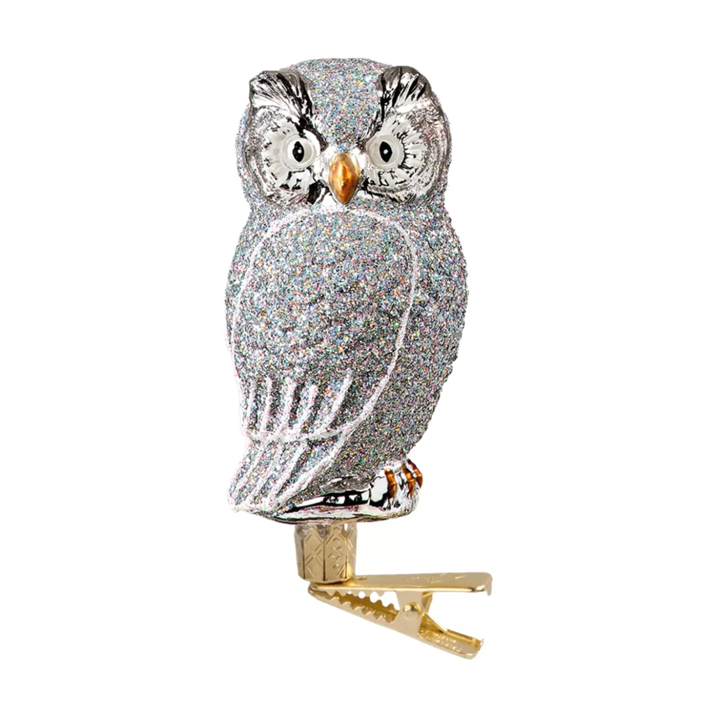 Poesie in Glas Glass Tree Decorations>Owl Silver On Clip