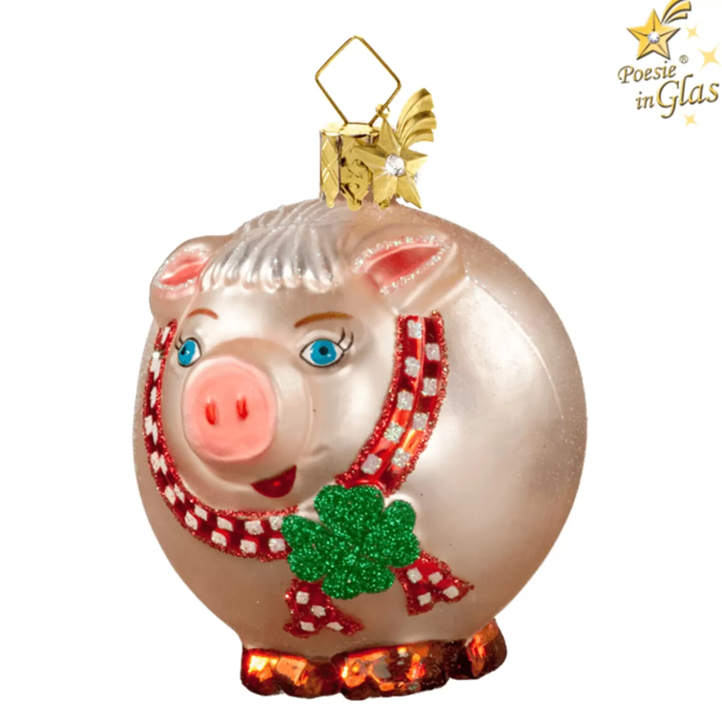 Poesie in Glas Glass Tree Decorations>Pig (Round)