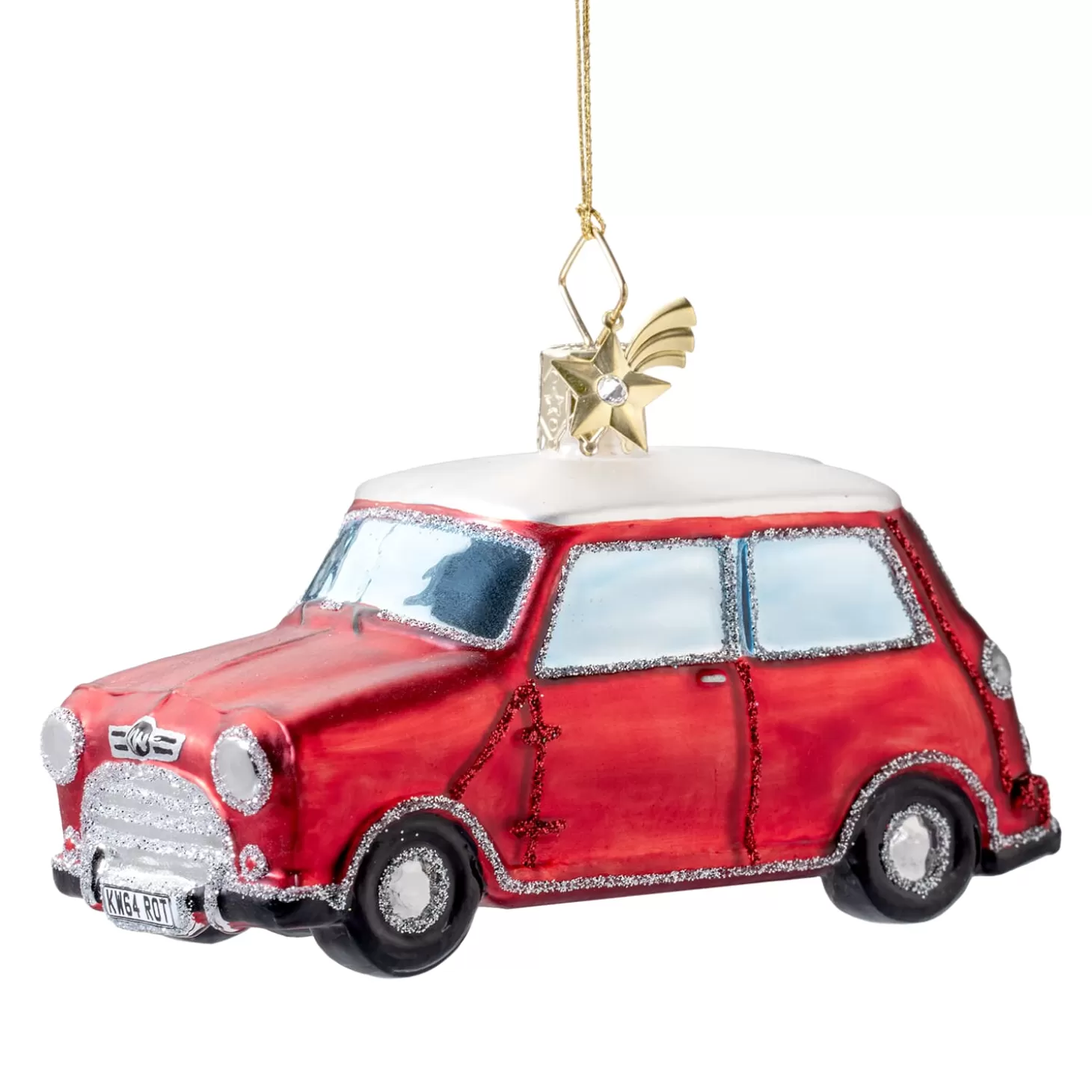 Poesie in Glas Glass Tree Decorations>Red Car