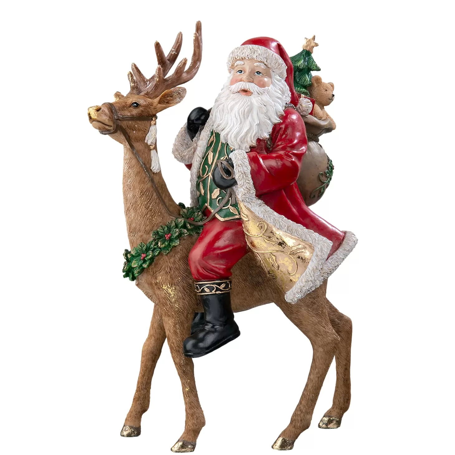 * Decorative Figurines>Santa On Reindeer