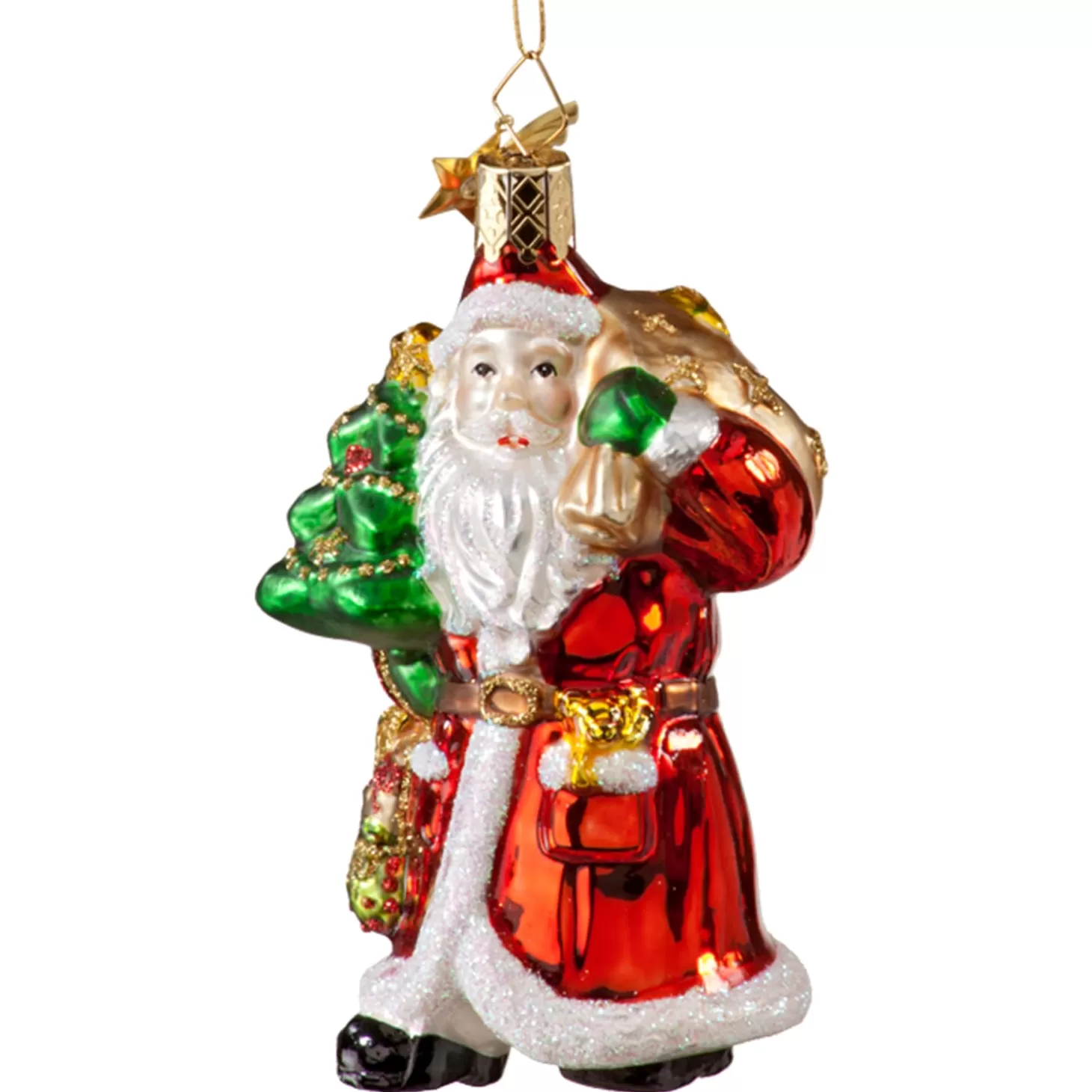 Poesie in Glas Glass Tree Decorations>Santa With Tree