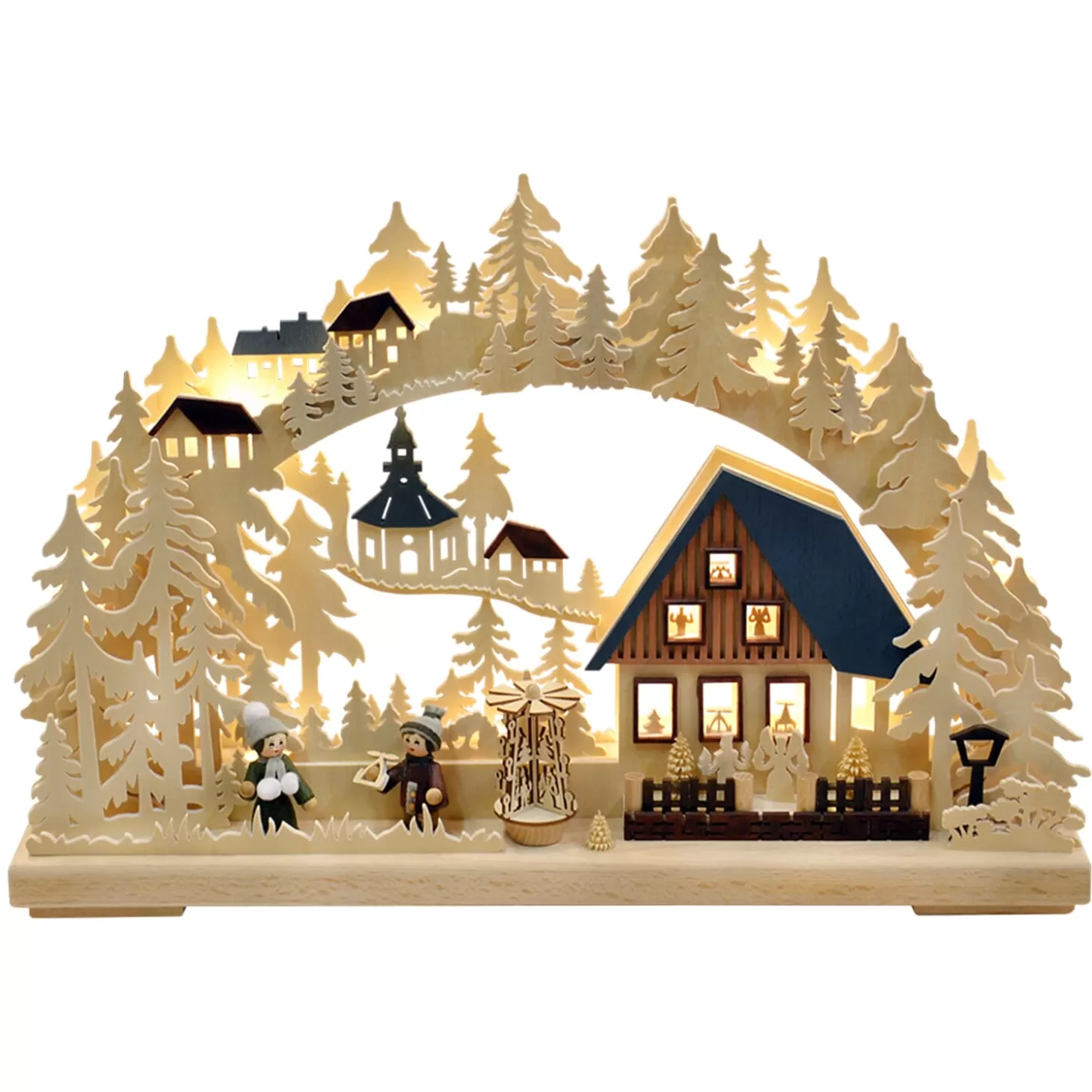 RATAGS Holzdesign Schwibbogen>Schwibbogen "Christmas In Seiffen", 230V With Usb A Port