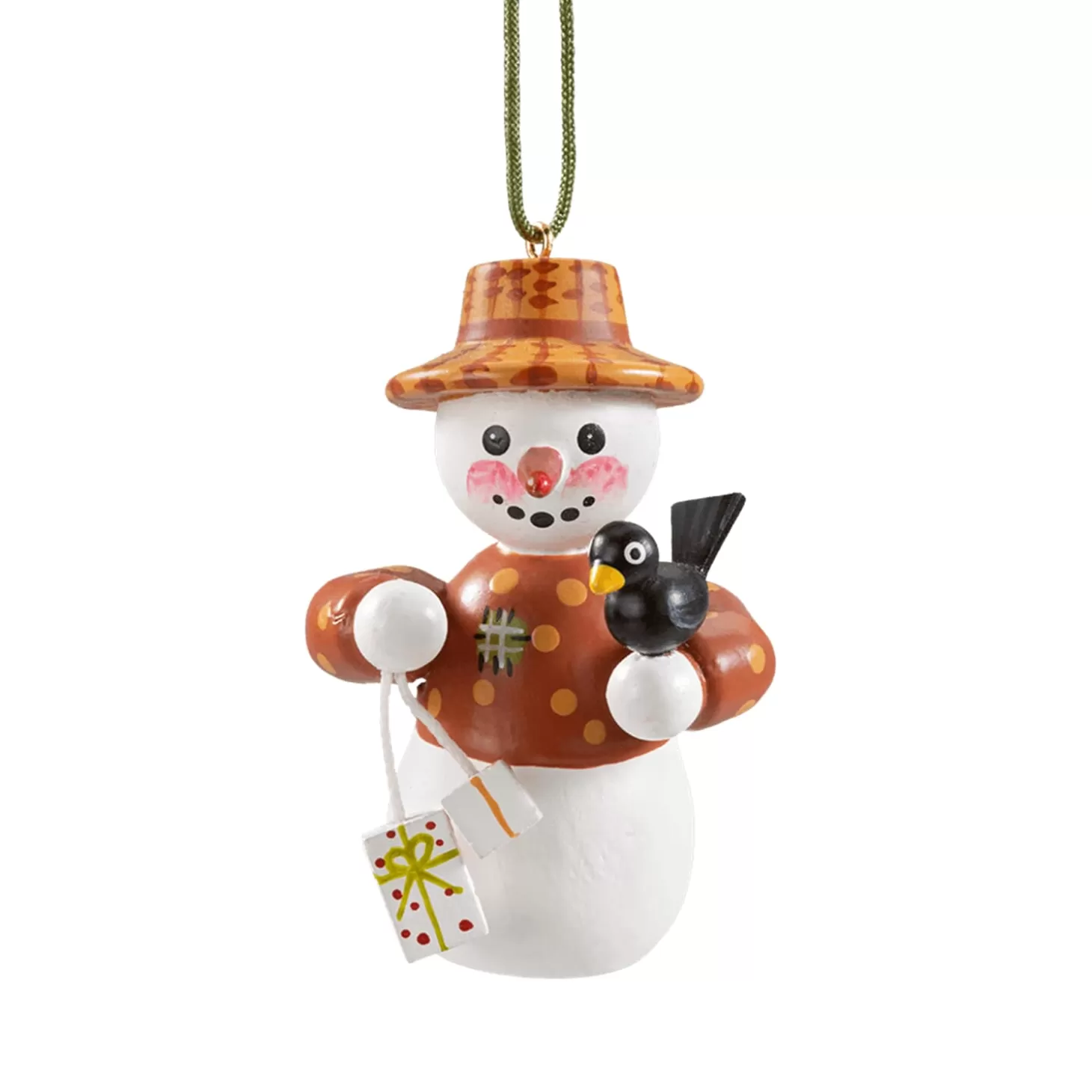 * Wood Tree Decorations>Snowman With Black Bird