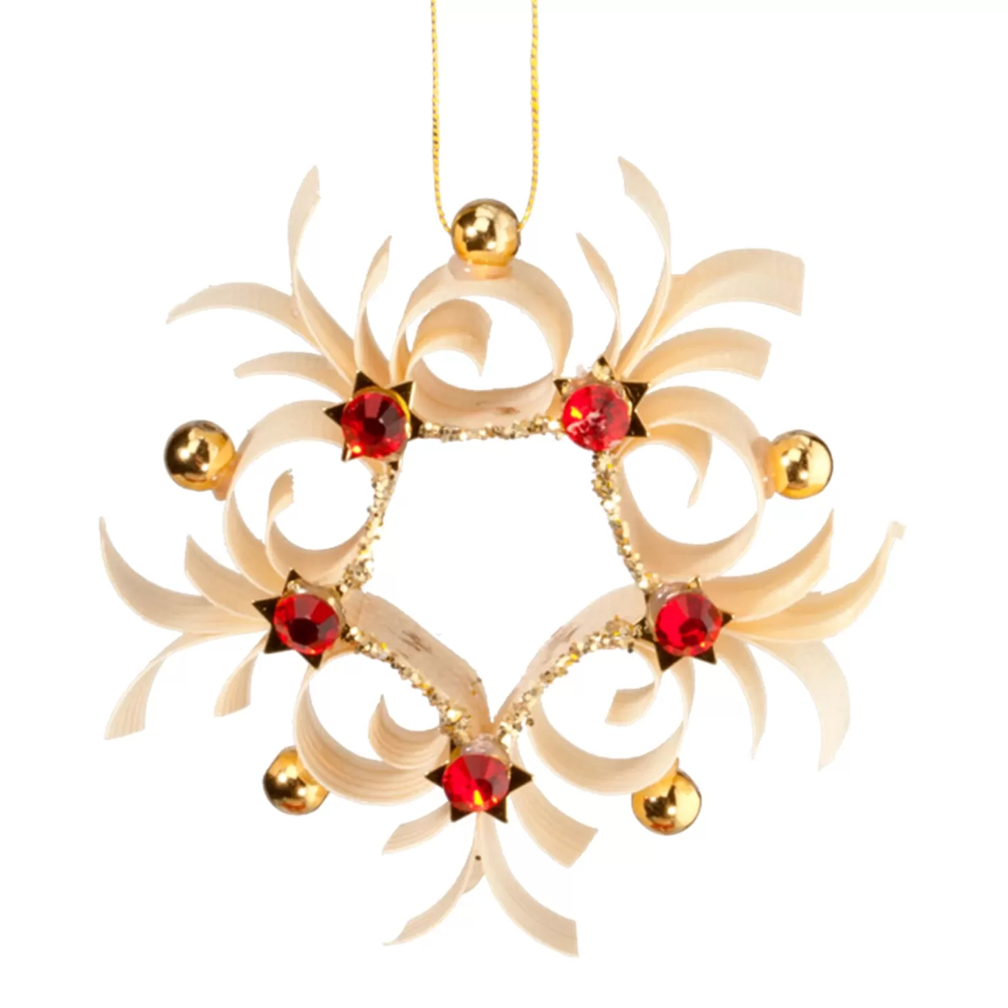* Wood Tree Decorations>Star With Red Stones