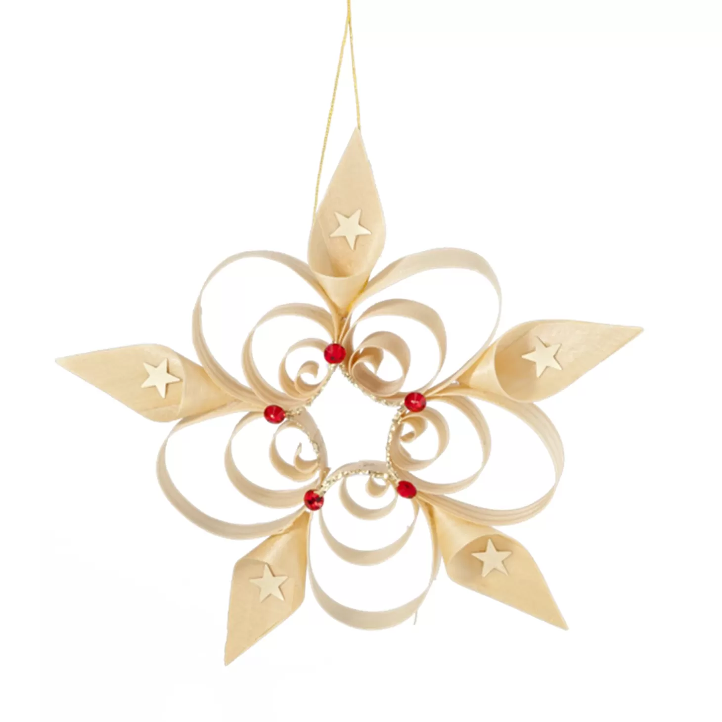 * Wood Tree Decorations>Star With Red Stones
