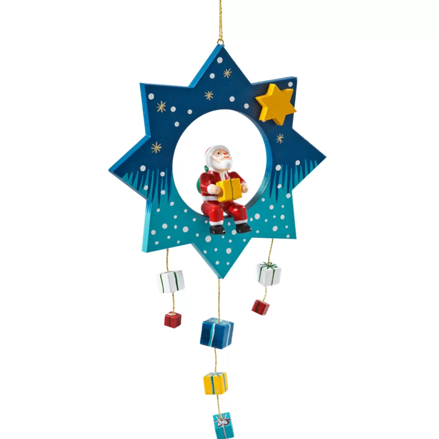 * Wood Tree Decorations>Star With Santa