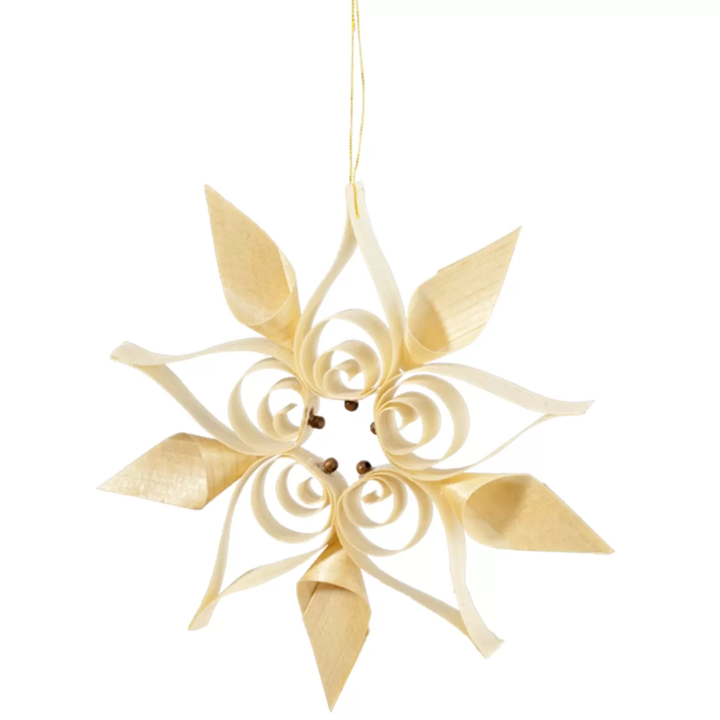 * Wood Tree Decorations>Star With Wooden Pearls