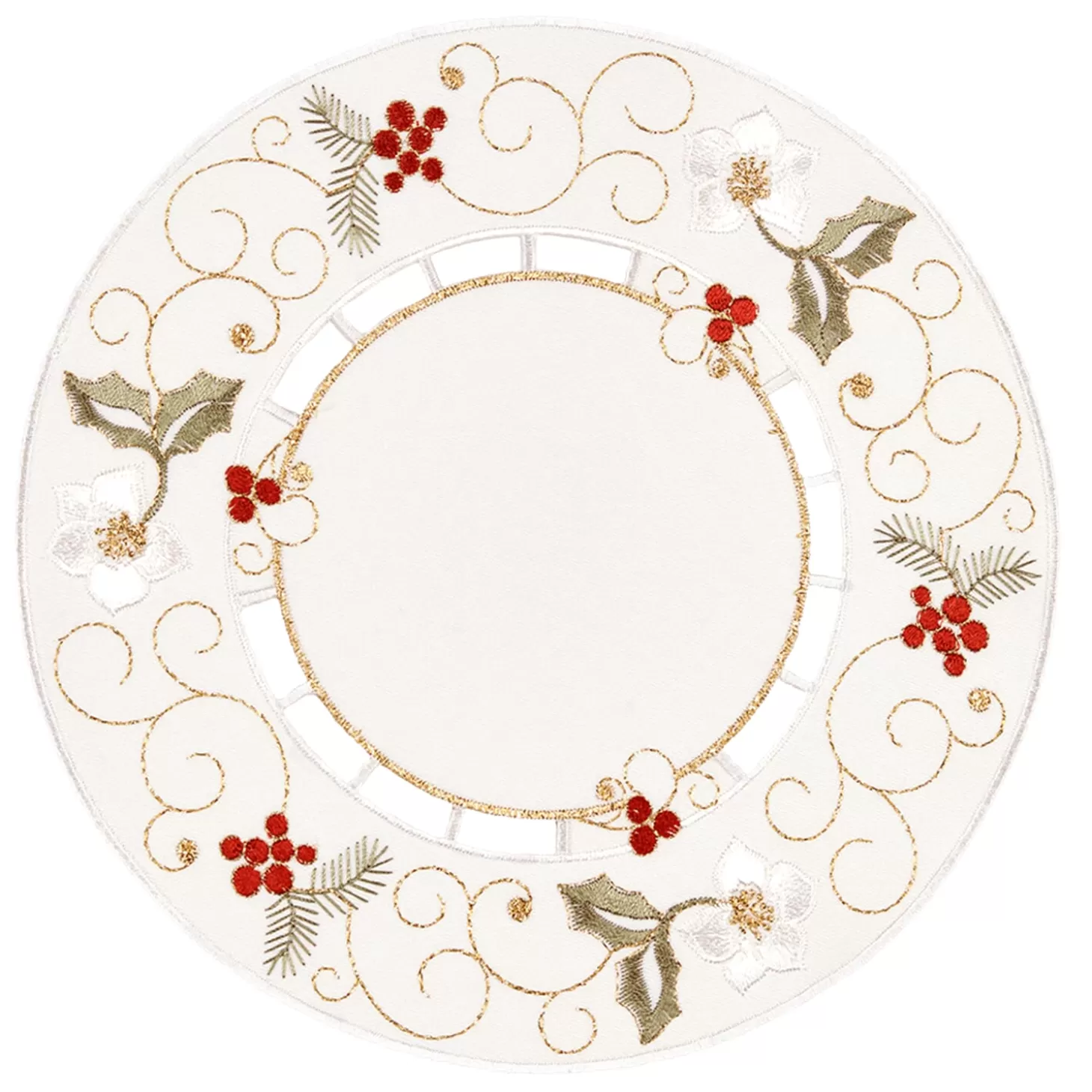 * Table Decorations>Tablecloth "Chrismtas Rose White" R20Cm