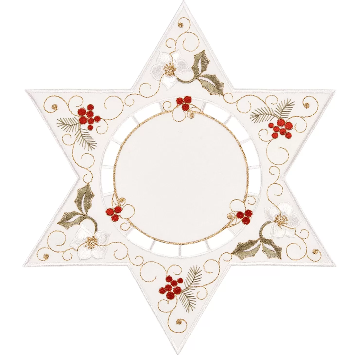 * Table Decorations>Tablecloth "Christmas Rose White", 25Cm