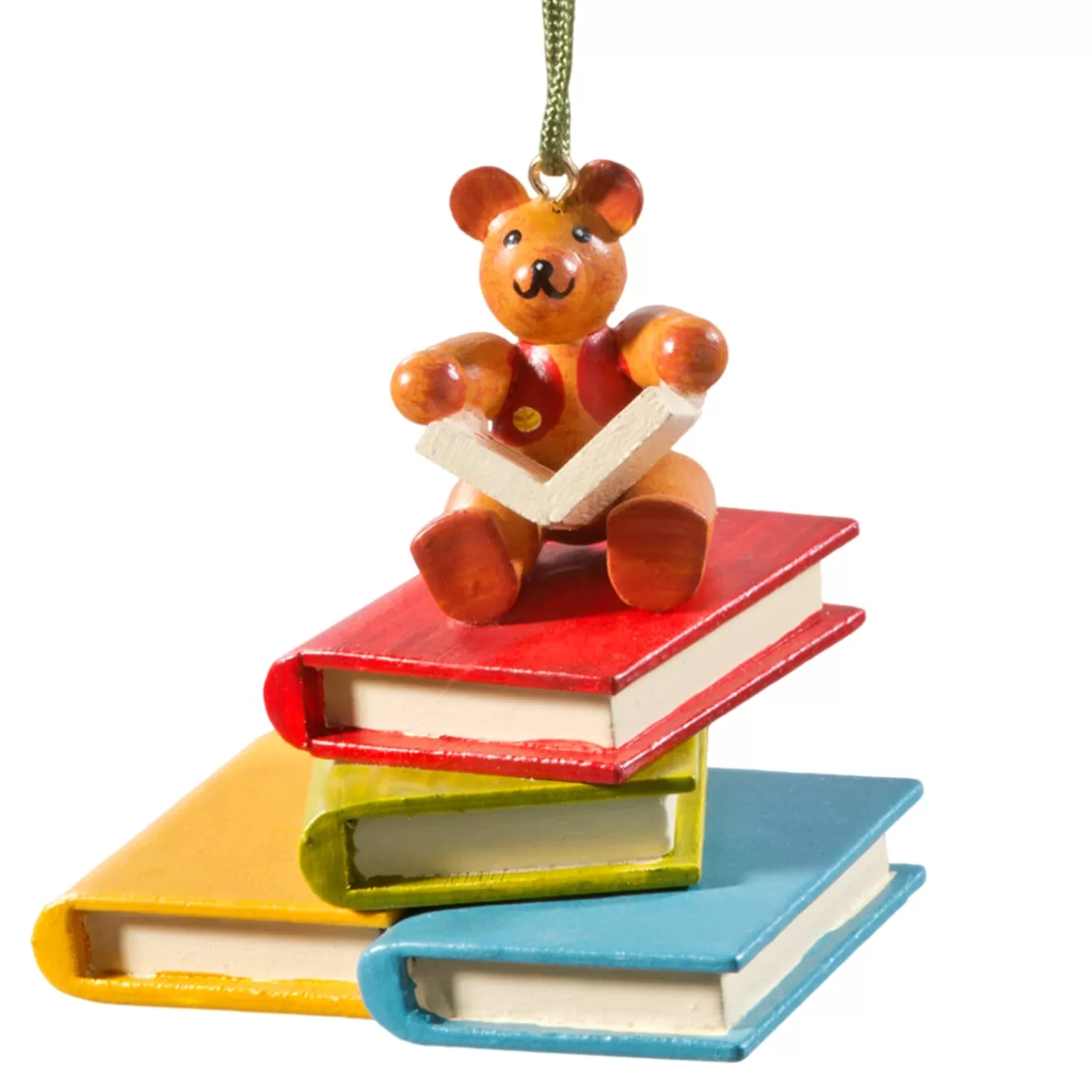 * Wood Tree Decorations>Teddy On Books