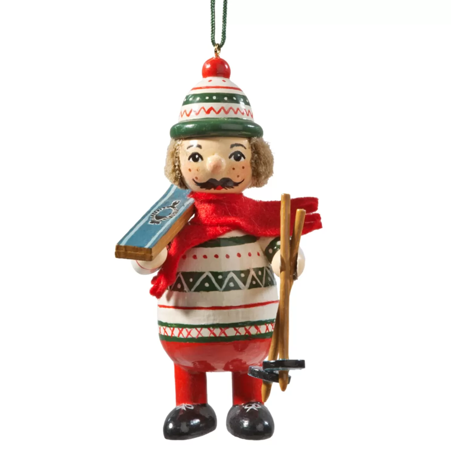 * Wood Tree Decorations>Wooden Buddy "Skier"